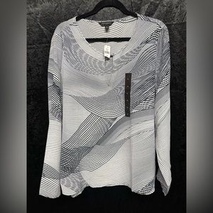 Banana Republic Sheer Blouse New with Tags Size XL White Black Gray